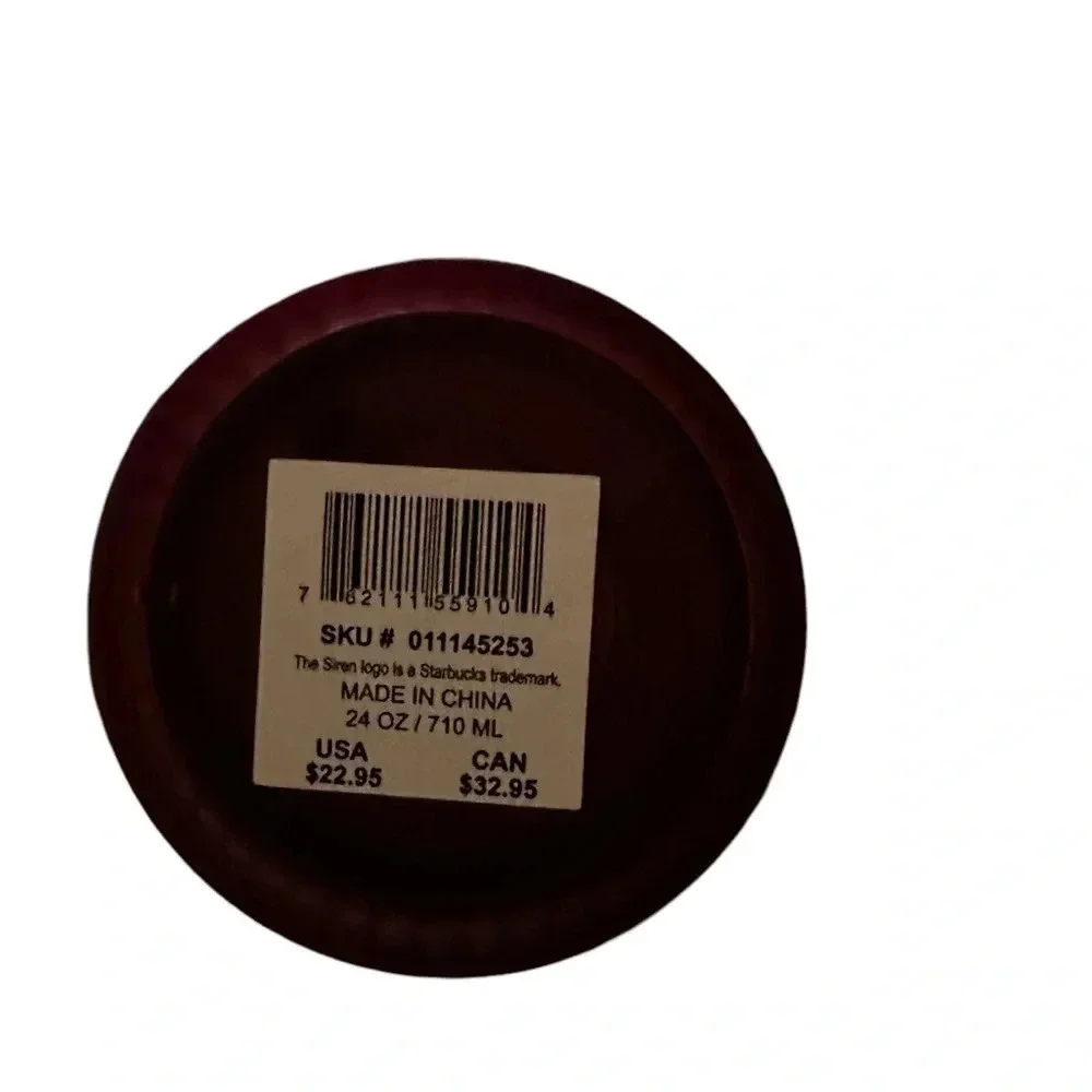 New Starbucks Dusty Rose Pink Berry Shimmer Grid Cold Cup Tumbler 24 oz Venti - Picture 4 of 5